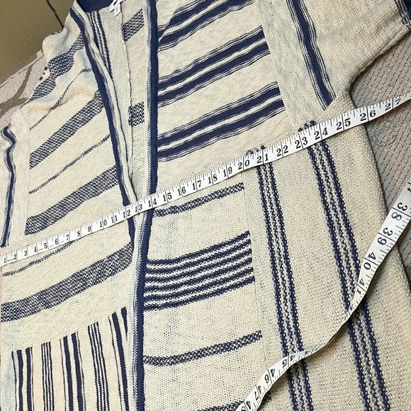 Pure Jill cotton striped blue white open front longline cardigan size medium - Picture 13 of 16